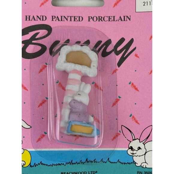 Vintage 1992 Beachwood Ltd Bunny Rabbit Easter porcelain lot of 4 figures - Picture 5 of 10